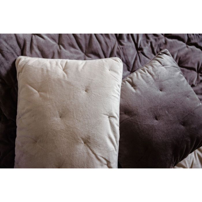 Velvet Cushion Cover - "Gipsy" Topstitching Finish Southern Wind - Gipsy Camel - Cushion 45 X 45 Cm