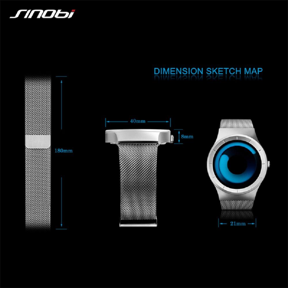 SINOBI Unique Vortex Concept Watch Men's High Quality 316L Stainless Steel Modern Trend Sport Man Quartz Wrist Watches