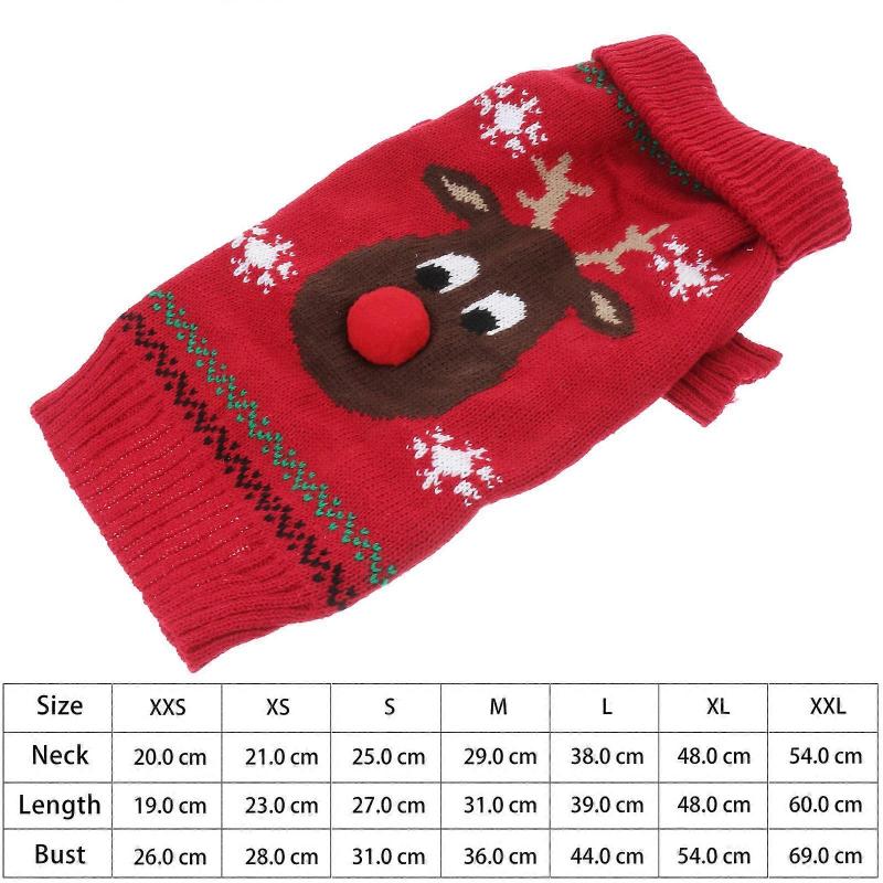 Pet Christmas Clothes Dog Sweater for Festive Wear 2Pcs Red Winter Outfit