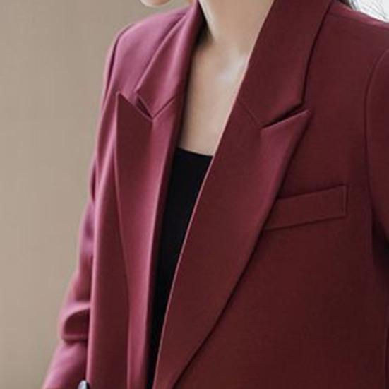 3 Pcs/Set Lady Formal Suit Coat Pants Set Turn-down Collar Button Decor Long Sleeves Jacket Loose Pure Color Trousers Casual Commuting Business Outfit