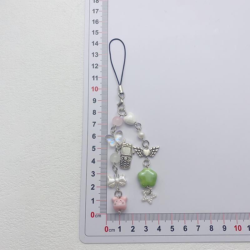 Y2K Aesthetic Phone Lanyard Fresh Sweet Beaded Butterfly Mobile Phone Chain Keychain Girly Cellphone Charms Camera Pendant