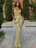 2024 Summer Sexy Deep V Neck Green Backless Sequin Sleeveless Women's Dress For Women Evening Party Maxi Dresses A2832