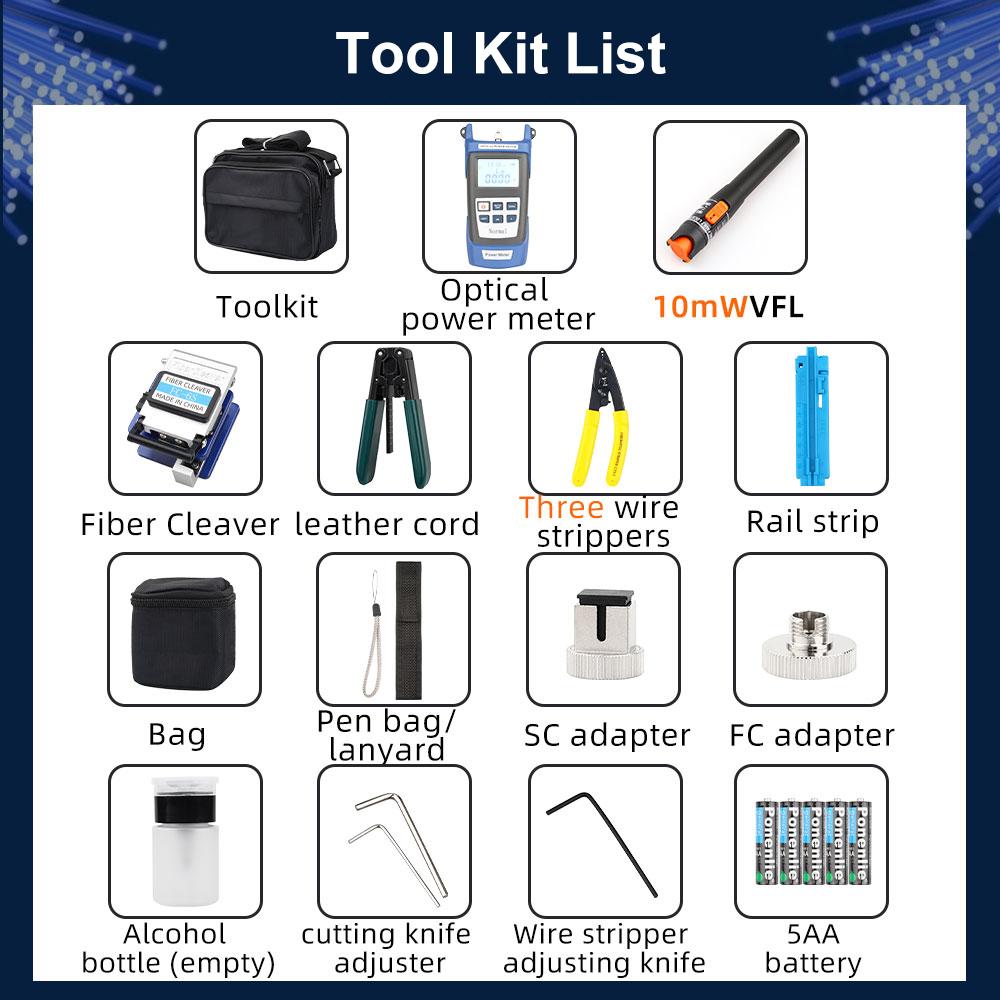 Optical Fiber Tool Set Fiber Cleaver Set Cold Cutting Tool Set with Optical Power Meter Red