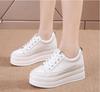 7cm GENUINE LEATHER Women Casual Shoes White Platform Wedge Hidden Heel Shoes White Shoes Chunky Sneakers Skateboard