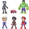 Spidey and His Amazing Friends - F1486 - Pack 6pcs Figurines Articulées 10cm - Spidey, Trac-e, Ghost Spider, Morales, Hulk, Panther