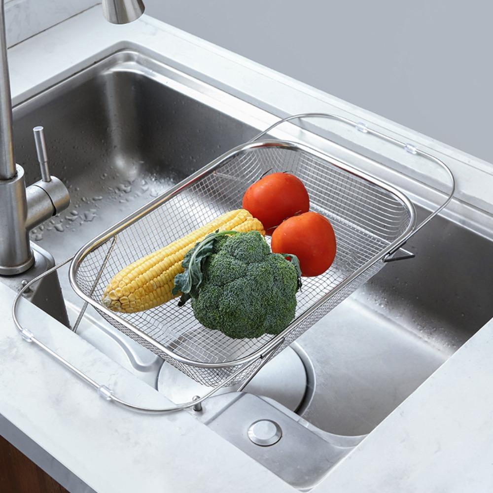 Stainless Steel Expandable Sink Colander Fine Mesh Sink Strainer Sink Drainer Basket Vegetables