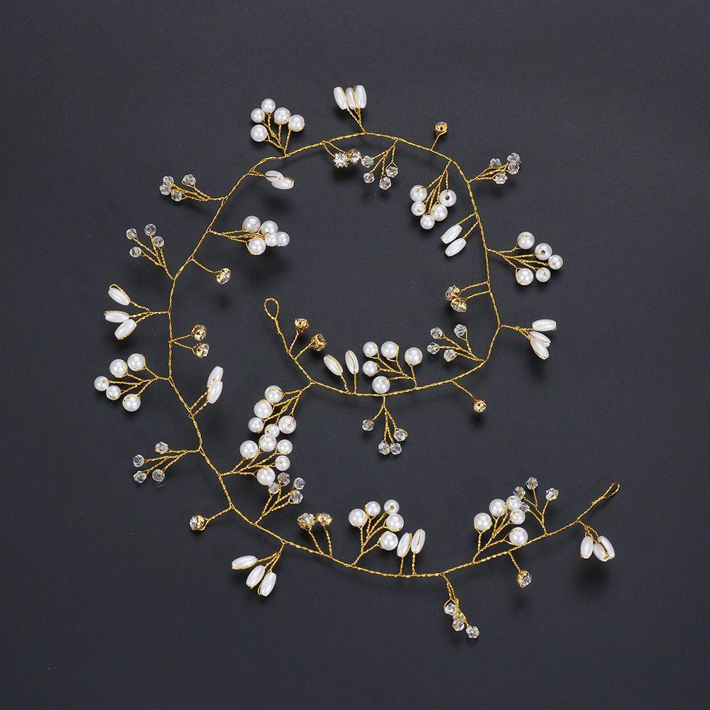 Bridal's Tiara Hair Jewelry Bride Accessories Wedding Hair Vine Pearl Crystal Diamante Headband