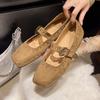 Niche Retro Flat-soled Single Shoes Women's 2025 Autumn New Square Head Shallow Mouth Mary Jane Women's Shoes with Skirts and Evening Shoes