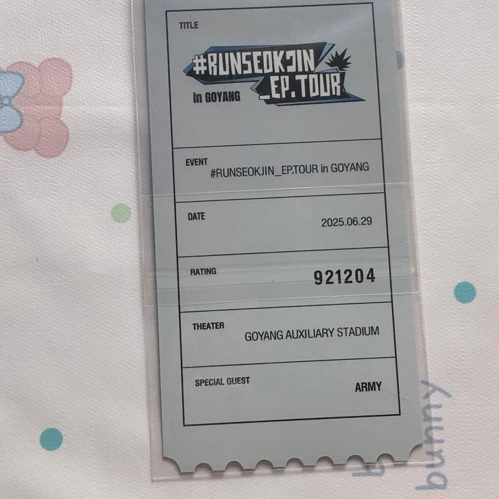 [USED] RUNSEOKJIN_EP.TOUR 6/29 JIN Trading Card