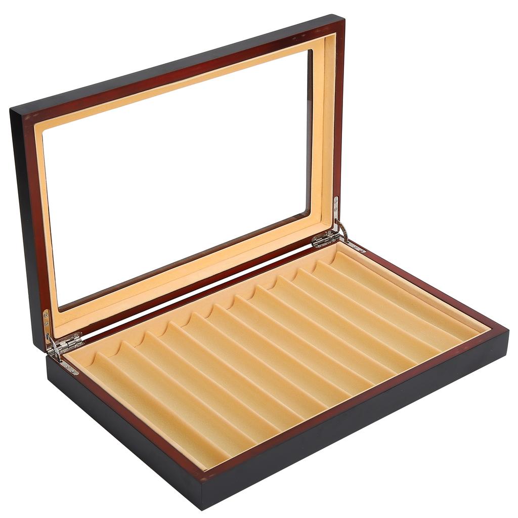 12 Digit Wooden Fountain Pen Display Case Black Baking Varnish Pen Storage Gift Box