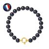 Bracelet - - Freshwater Cultured Pearls 8-9 Mm - Black Tahiti - Yellow Gold - AAA+ Quality