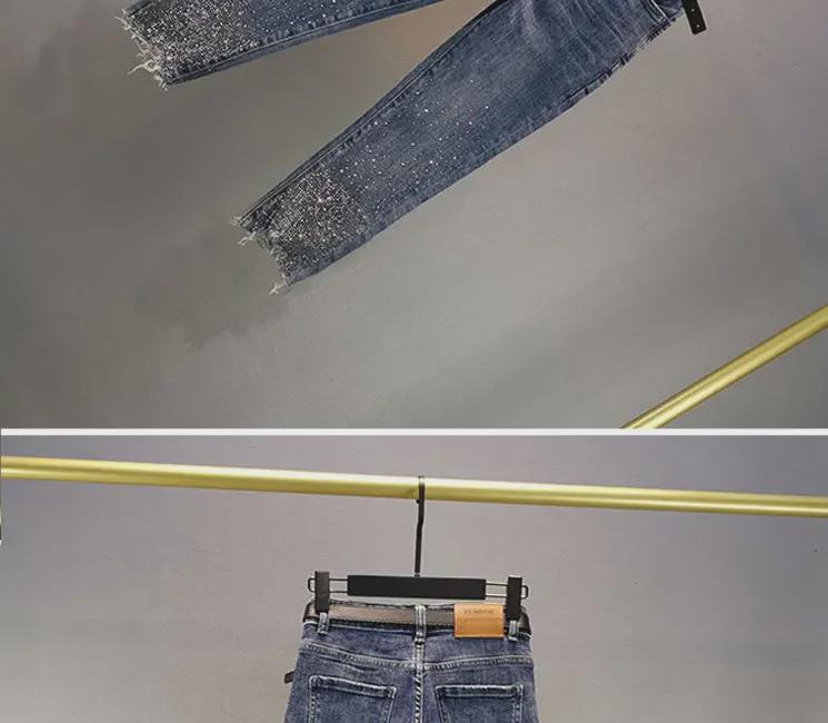 Summer 2024 Women's High-Waist Slim Fit Denim Pencil Jeans – Seven-Point Length