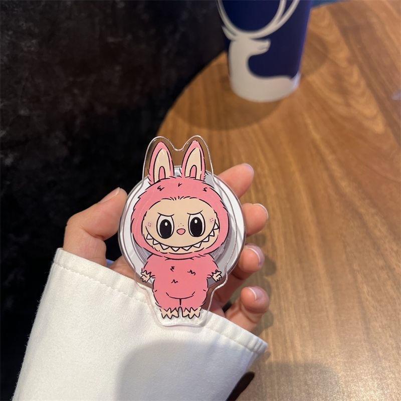 Cute Labubu Phone Grip Cartoon Magnetic Phone Holder Supports Smart Tok Kawaii Portable Folding Phone Holder Stand