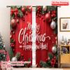 2pcs 2D Flat Printing Christmas Window Curtains Christmas Ornaments Merry Christmas Happy New Year Fabric Without Electricity