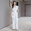 Casual Fashion Suit Women's Summer New Temperament Sleeveless Shirt Top Wide-leg Pants Two-piece Business Wear