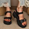 New Women Roman Style Sandals Thick Bottom Platform Sandals Breathable Round Toe Slip-On Shoes Comfortable Summer Shoes