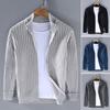 Fall Winter Men Coat Zipper Closure Knitted Cardigan Stand Collar Long Sleeves Solid