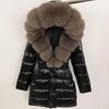 2025 Women's Shiny Coat: Fox Fur Collar, Thickened Long Down Jacket