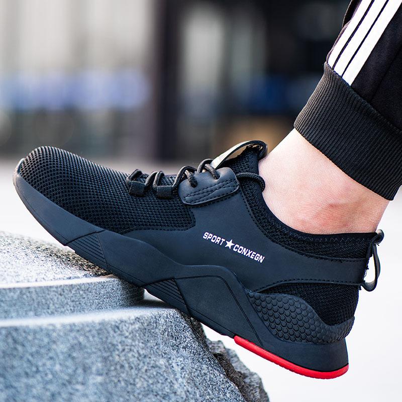 Labor Insurance Shoes Men's Anti-smashing and Anti-piercing Steel Bag Head Breathable Fashion Lightweight Protective Work Shoes