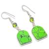 Natural Green Turquoise, Peridot Gemstone 925 Sterling Silver Earring 1.89" U6T17
