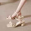 One Word with Sandals Female Summer Temperament Fairy Style Thick Heel French High Heels Soft Sole