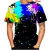 Popular Summer Men's Printed T-shirt, Spray Painted Pattern T-shirt, Round Neck, Large Size, Comfortable Short Sleeved Top, Casual Sports
