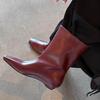 Fashion European and American Style Minimalist Skinny Boots Premium Retro Square Toe Wedge All-match Short Boots