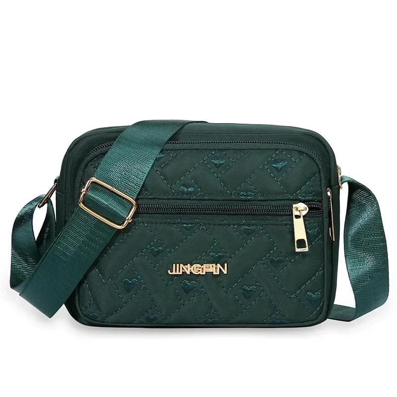 New Fashion Embroidery Women Nylon Square Handbags Lady's Shoulder Cross Body Female Casual Women's Zipper Handbag