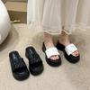 High-end Thick-soled Slippers for Women's Outer Wear 2025 Spring and Summer New Models Heightening Fashion Versatile Muffin Folds One-word Drag