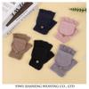 Korean-Style Half-Finger Cute Flip Gloves for Women - Imitation Cashmere, Autumn/Winter Warm Knitted Wool