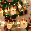 LED Christmas Lights String Santa Claus Snowman Battery-Operated Fairy Lights Window Garland Christmas Decorative Light Party New Year's Decorations