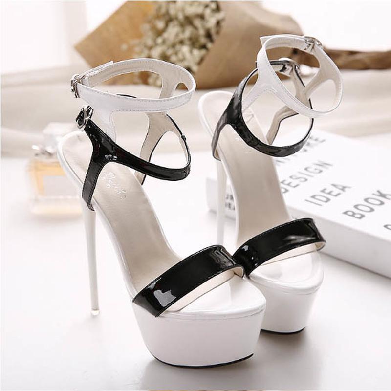 16CM Super High Heels Sandals Party Sexy Dress Shoes Women Thin Heels Platform