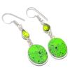 Natural Green Turquoise, Peridot Gemstone 925 Sterling Silver Earring 1.97" E1E33