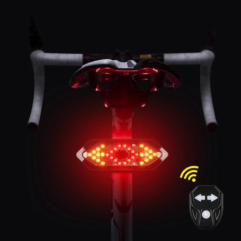 Wireless Remote Control Bicycle Turn Signal Rear Lamp USB Charging Bicycle Tail Lamp Turn Signal Light Night Riding Warning Lamp