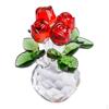 Crystal Rose Flower Statue Decoration Tabletop Adornment Collectible Figurine Glass