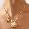 New Ocean Series Pearl Necklace Luxury French High Sense Starfish Shell Clavicle Chain