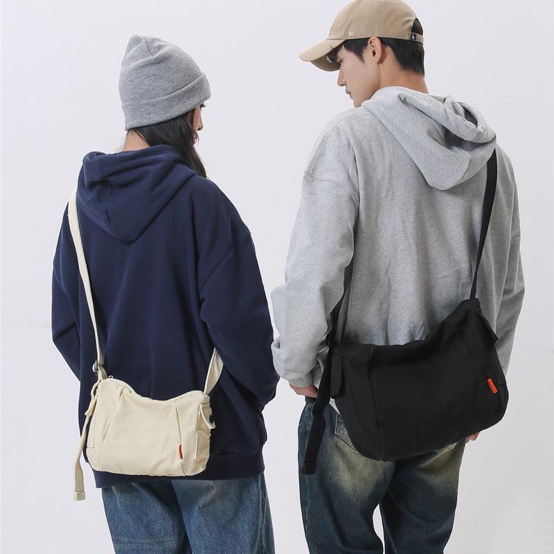 Canvas Bag Women's Large Capacity Crossbody Bag Men Solid Color Shoulder Bag