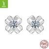 Small Fresh Four-Leaf Clover Moissanite Stud Earrings D Color Simple S925 Sterling Silver Mozzarella Diamond Stud Earrings