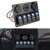 Dual USB Slot Socket for Car  Truck 5 Gang LED Rocker Switch Panel Automobile Panel Combination Switch 12/24V Outlet Combination
