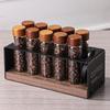 Coffee Bean Seal Tubes Dispenser Rack Wooden Base for Kitchen Countertop Display Accessory