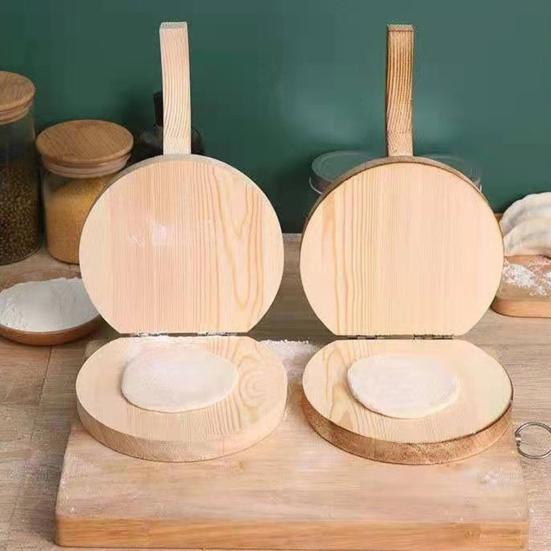 Dumpling Skin Maker Wooden Dumpling Press Handmade Tortilla Maker Dough Pressing Tool for Home Kitchen