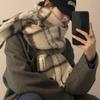 Прохладный и элегантный женский осенне-зимний теплый шарф, универсальный корейский вариант, утолщенный клетчатый шарф для студентов