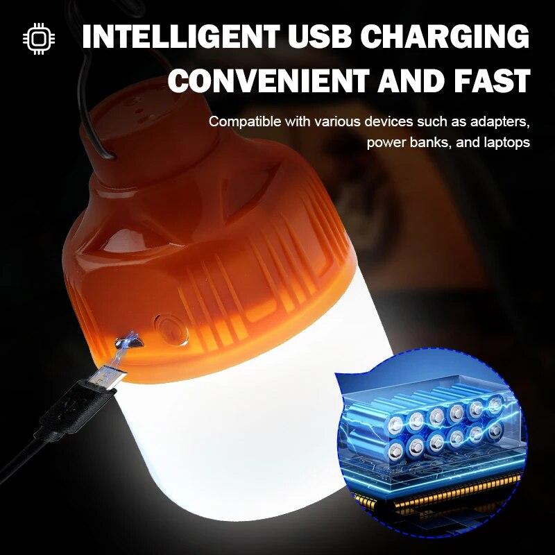 6500K Super Bright LED Camping Light Rechargeable LED Flashlight Outdoor Portable Lantern with 3 Lighting Modes