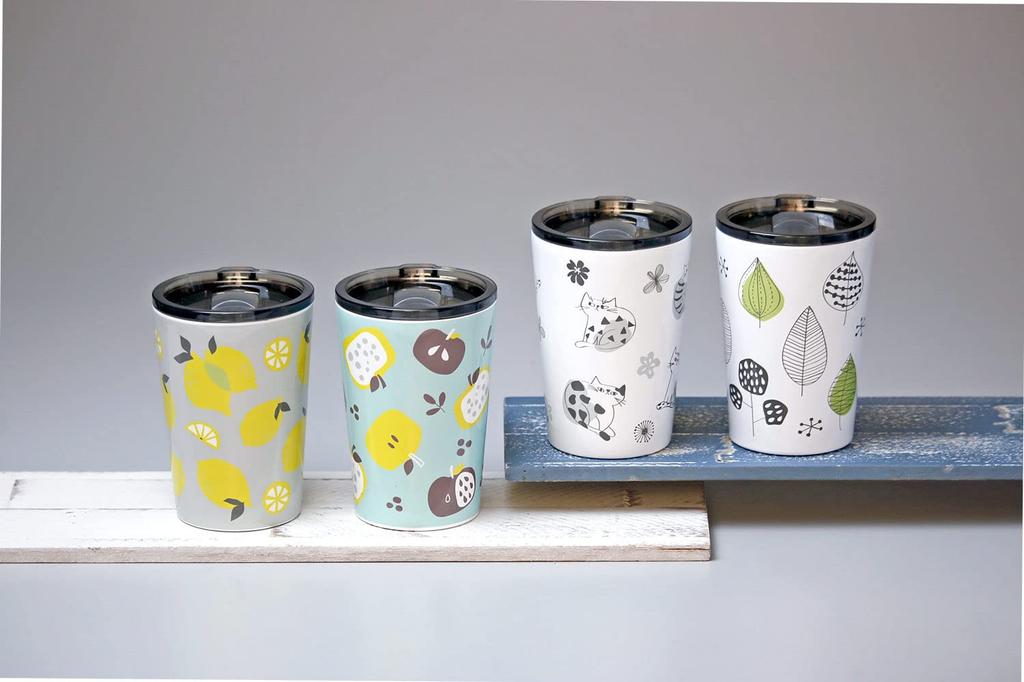 OGURA Stainless Steel Convenience Store Coffee Cup with Vacuum Lemon Design Tumbler, Lid, Insulated, Insulated, Nordic,