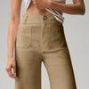 Women's Solid Color Casual Wide Leg Straight Nine-point Pants With Pockets