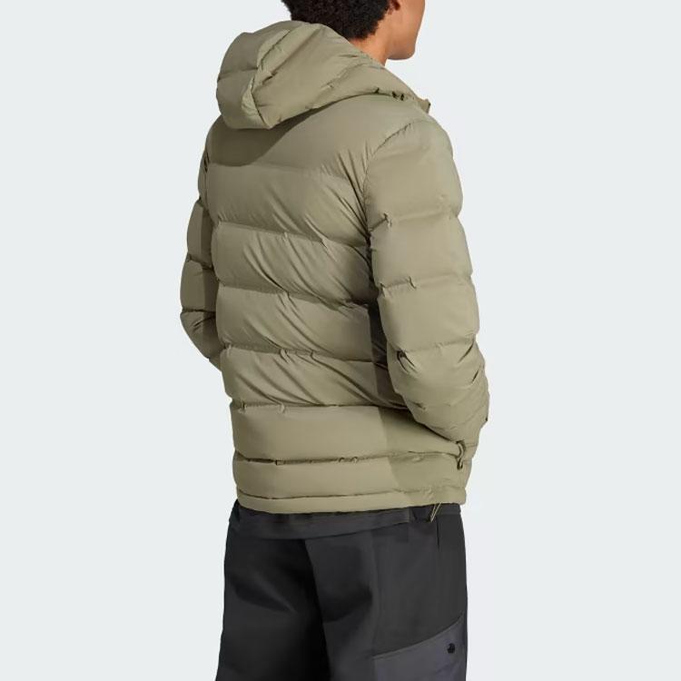 Adidas Helionic Stretch Hooded Down Jacket Men Jacket Olive-Green IK3173