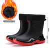 Black and Red Trend Non-slip Men's Rubber Shoes Rain Shoes Short Sports Water Boots Widened and Thickened Environmentally Friendly Water Shoes