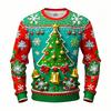 Novelty Christmas Festival T Shirts For Men Women Casual 3D Print Hip Hop Personality Round Neck Long Sleeve Tops Anime Tshirt