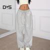 Women Sport Pants Loose Fit Solid Color Versatile Leisure Pants Elastic Waist Adjustable Drawstring Hip Hop Dance Trousers