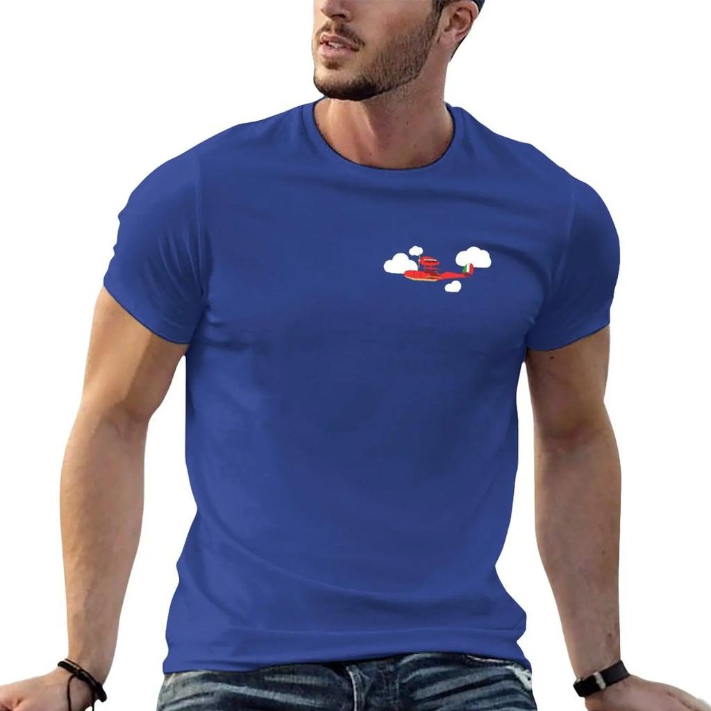 Crimson Pig Red Plane T-Shirt Plain Summer Top Custom Shirt Shirts Graphic Men Clothing